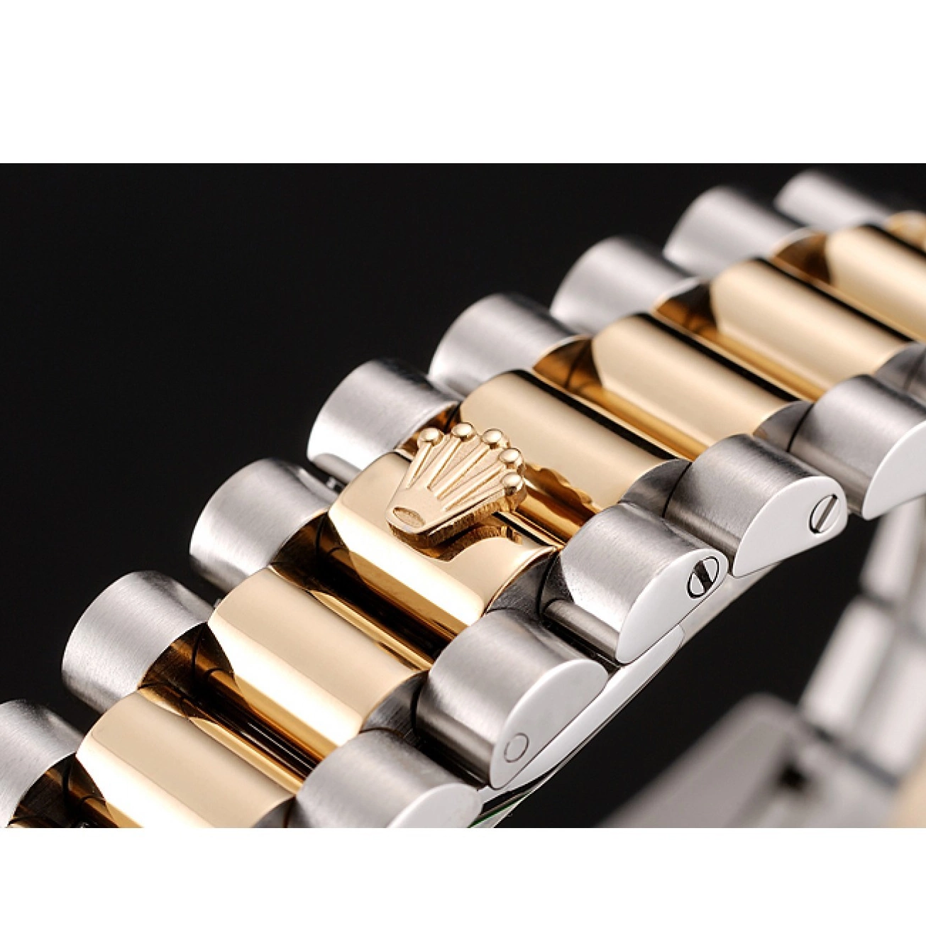 Good Copy Rolex Watches Gold Case Tone Two Stainless Swiss 1453976 Diamond Bracelet Black Dial Day-Date Steel Rolex 0628